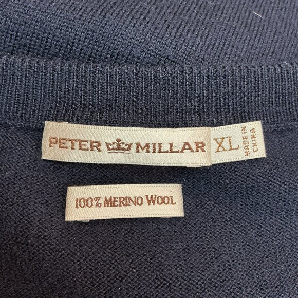 Peter Millar V-Neck Navy Blue Sleeveless Sweater Vest Mens XL 100% Merino Wool - Picture 6 of 8